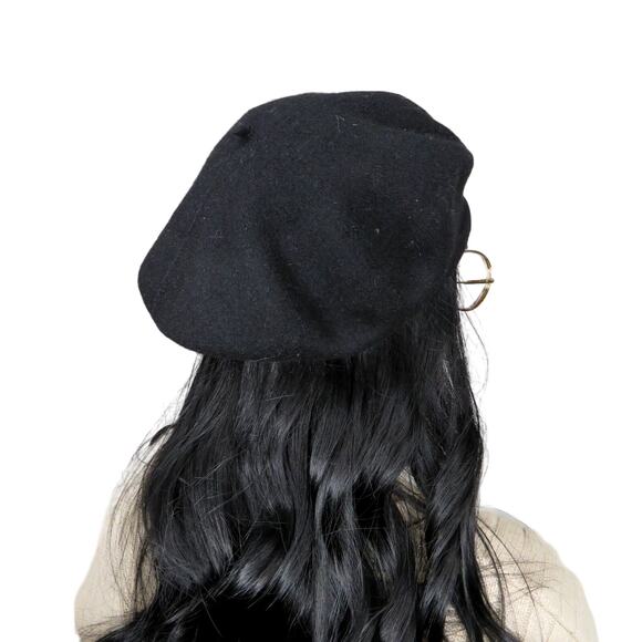 1990s Vintage Black Beret Hat - Picture 1 of 4
